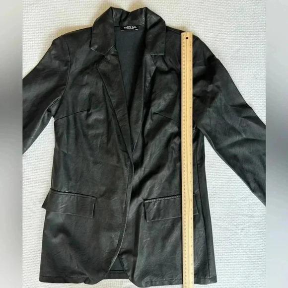 Nasty Gal Jacket S Black Oversized Faux Leather Blazer 90s Y2K Grunge Rock  City - Picture 7 of 7